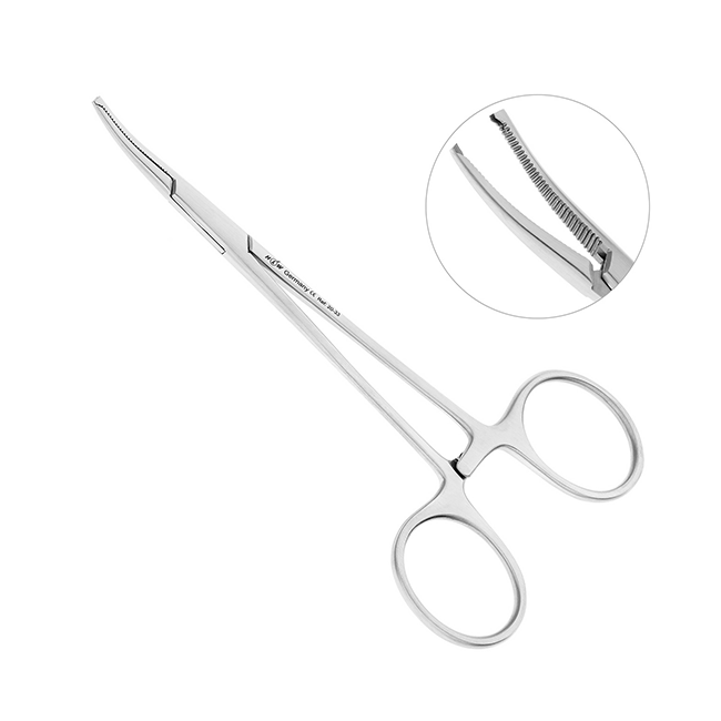 Зажим хирургический Kocherklemme изогнутый с зубчиками, 12,5 см | HLW Dental Instruments (Германия)