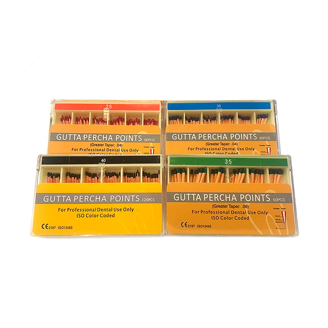 GUTTA PERCHA POINTS - эндоканальные гуттаперчевые штифты, длина 30 мм, конусность 06, 60 шт. | Wellkang (Китай)