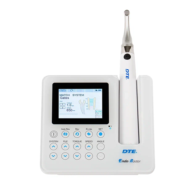 DTE Endo Radar - беспроводной эндомотор со встроенным апекслокатором, с угловым наконечником 6:1 | Woodpecker (Китай)