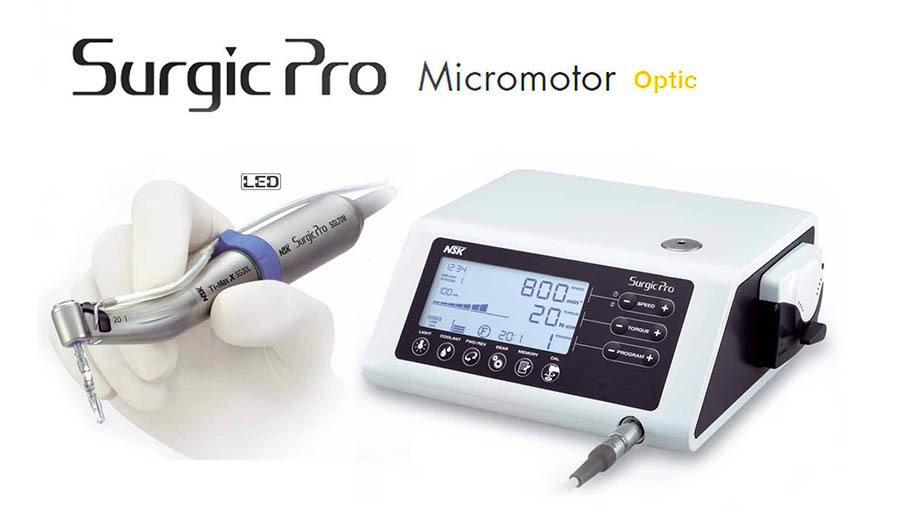 Surgic Pro OPT - хирургический аппарат (физиодиспенсер) с наконечником Ti-Max X-SG20L, с оптикой | NSK Nakanishi (Япония)