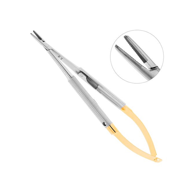 Иглодержатель хирургический прямой Castroviejo-Gomel TC, длина 140 мм | HLW Dental Instruments (Германия)