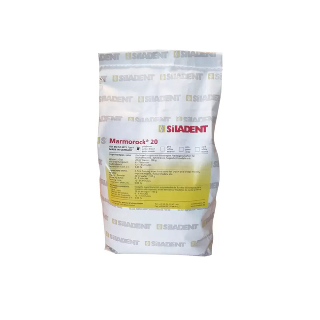 Marmorock 20 - суперпрочный гипс, класс 4, 5 кг | Siladent (Германия) Marmorock 20 - суперпрочный гипс, класс 4, 5 кг | Siladent (Германия)