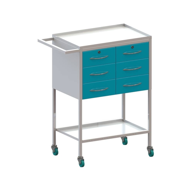 СПА-6 - столик передвижной инструментальный, 6 выдвижных ящика, столешница и полка из нержавеющей стали (600х500х950 мм) | Виталия (Россия)