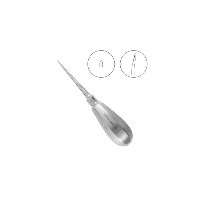 Элеватор Bein, зубчатый, изогнутый, 2 мм (13-3BC) | HLW Dental Instruments (Германия)