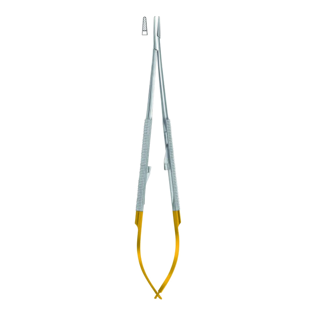 HSD 336-18 - микроиглодержатель Barraquer, зазубренный, с твердосплавными вставками, длина 180 мм | Karl Hammacher GmbH (Германия)