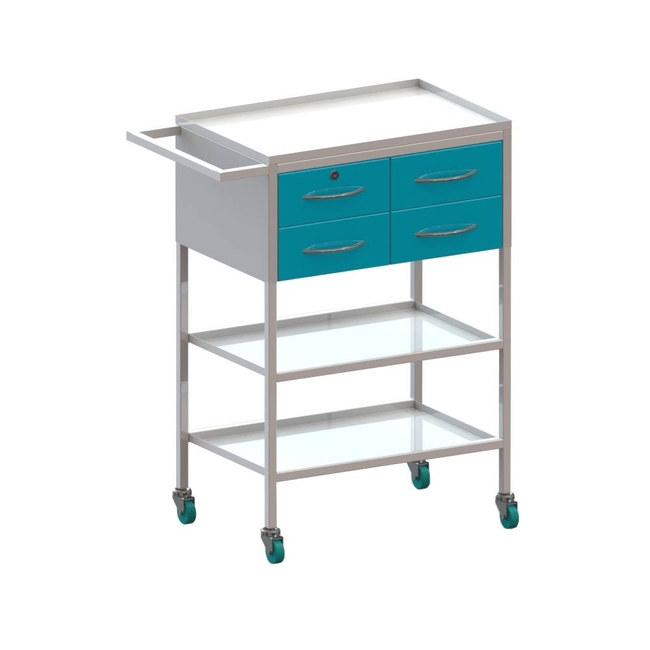 СПА-4 - столик передвижной инструментальный, 4 выдвижных ящика, столешница и полка из нержавеющей стали (600х400х900 мм) | Виталия (Россия)